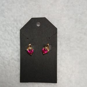 Gold and Pink Heart Earrings
